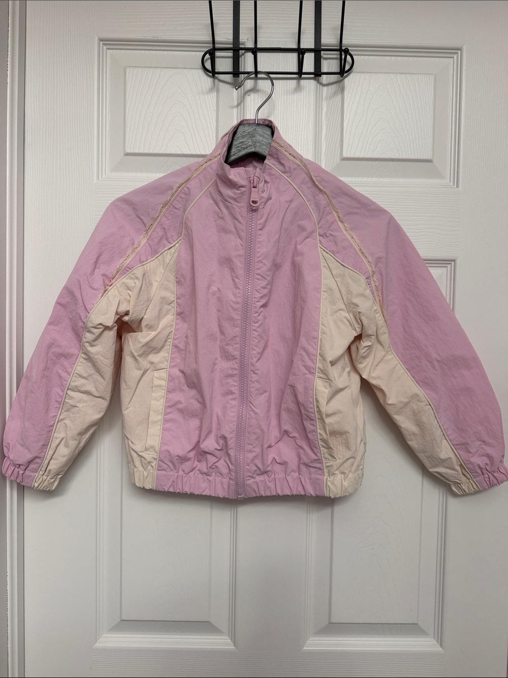 Zara Pink and Cream Girls Colorblock Puffer Jacket